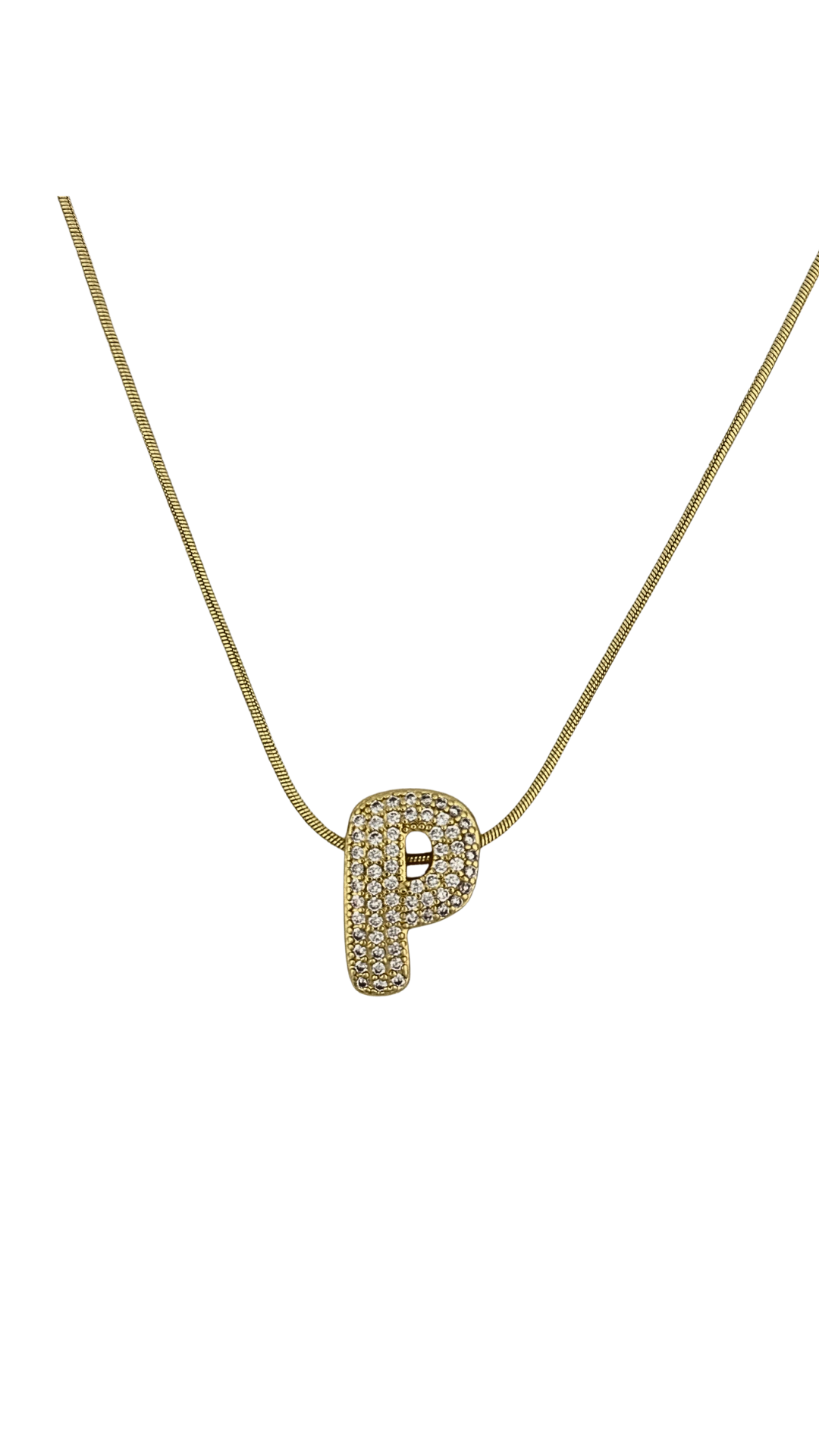Cz Bubble Initial Necklace